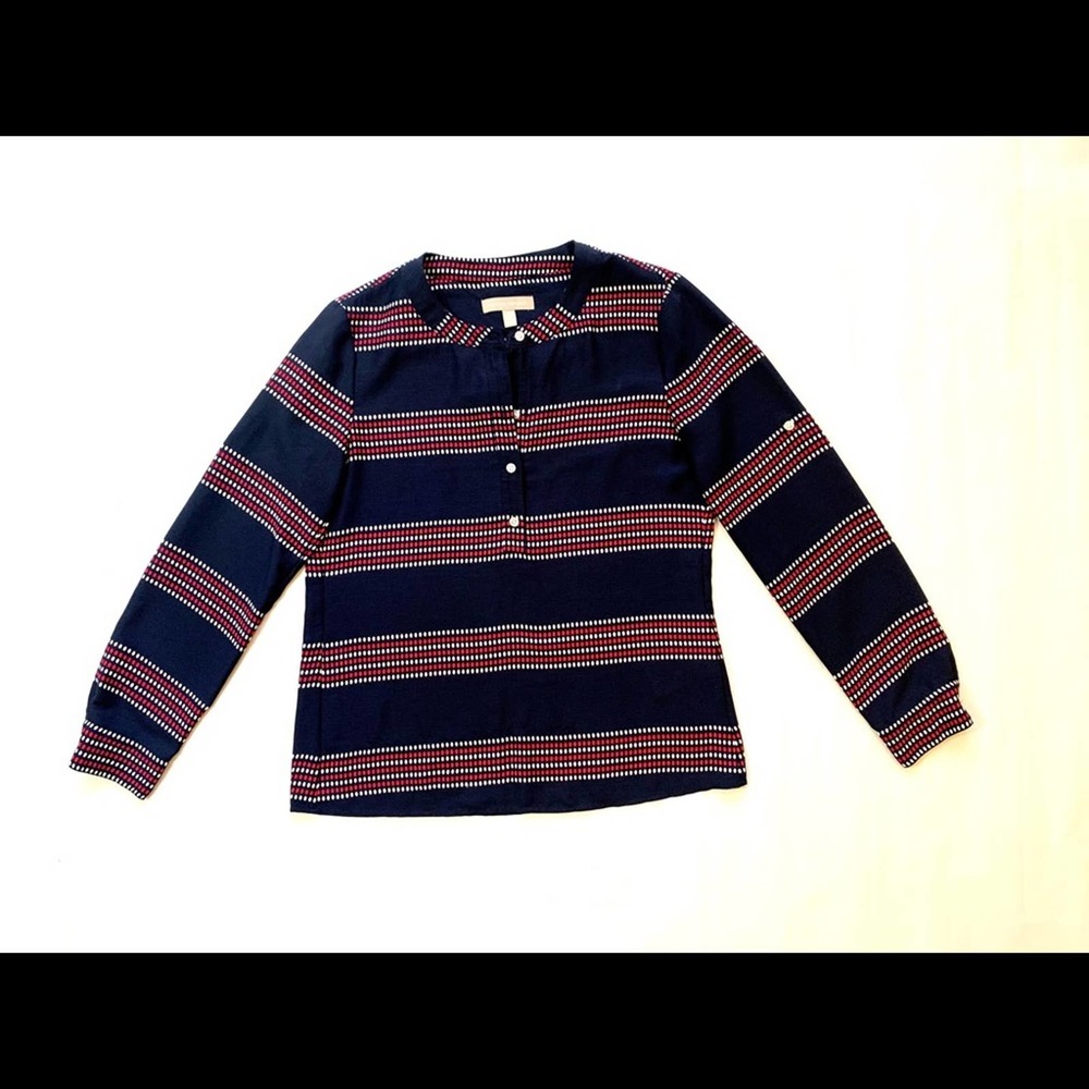 Banana Republic Navy Blue Red Blouse Size XS